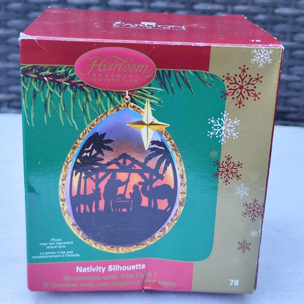 Nativity Silhouette Christmas Ornament Illuminates Isaiah 9:6 Carlton Cards 2006